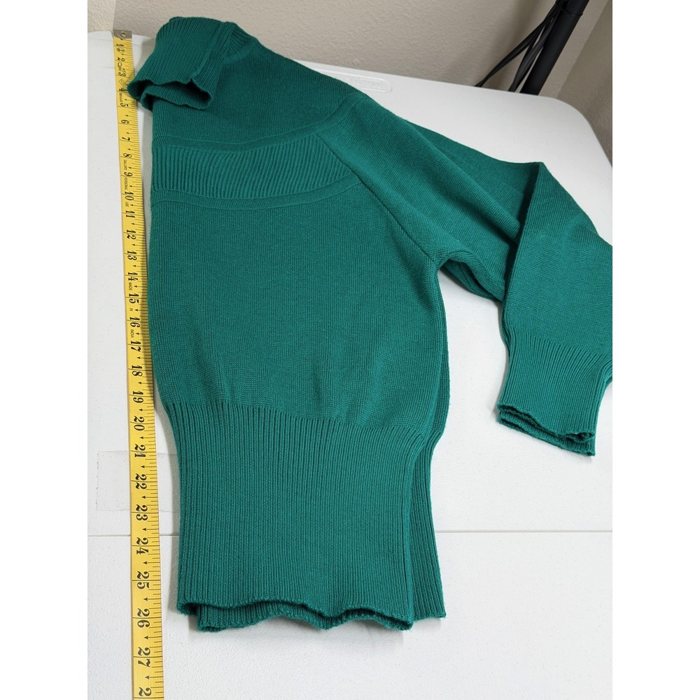 Vintage Meister Sweater Womens Medium Jade Green‎ Knit Turtleneck Wool Blend 80s - Picture 9 of 9